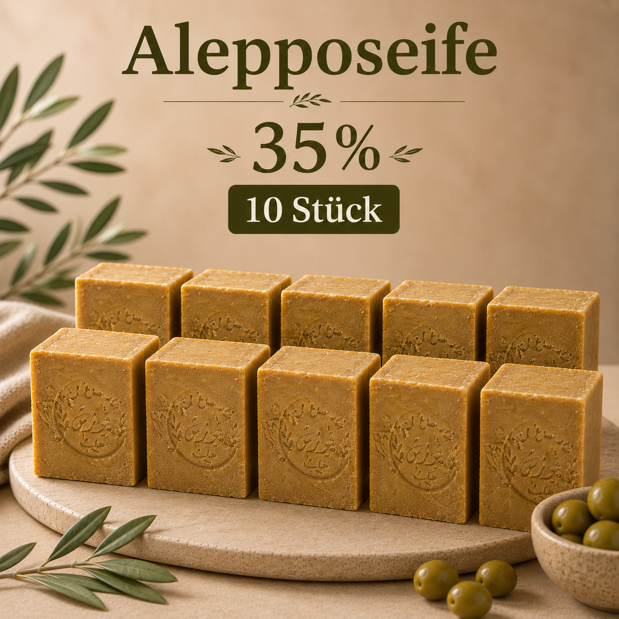 Aleppo Seife 35 % Lorbeeröl im 10er Sparpaket