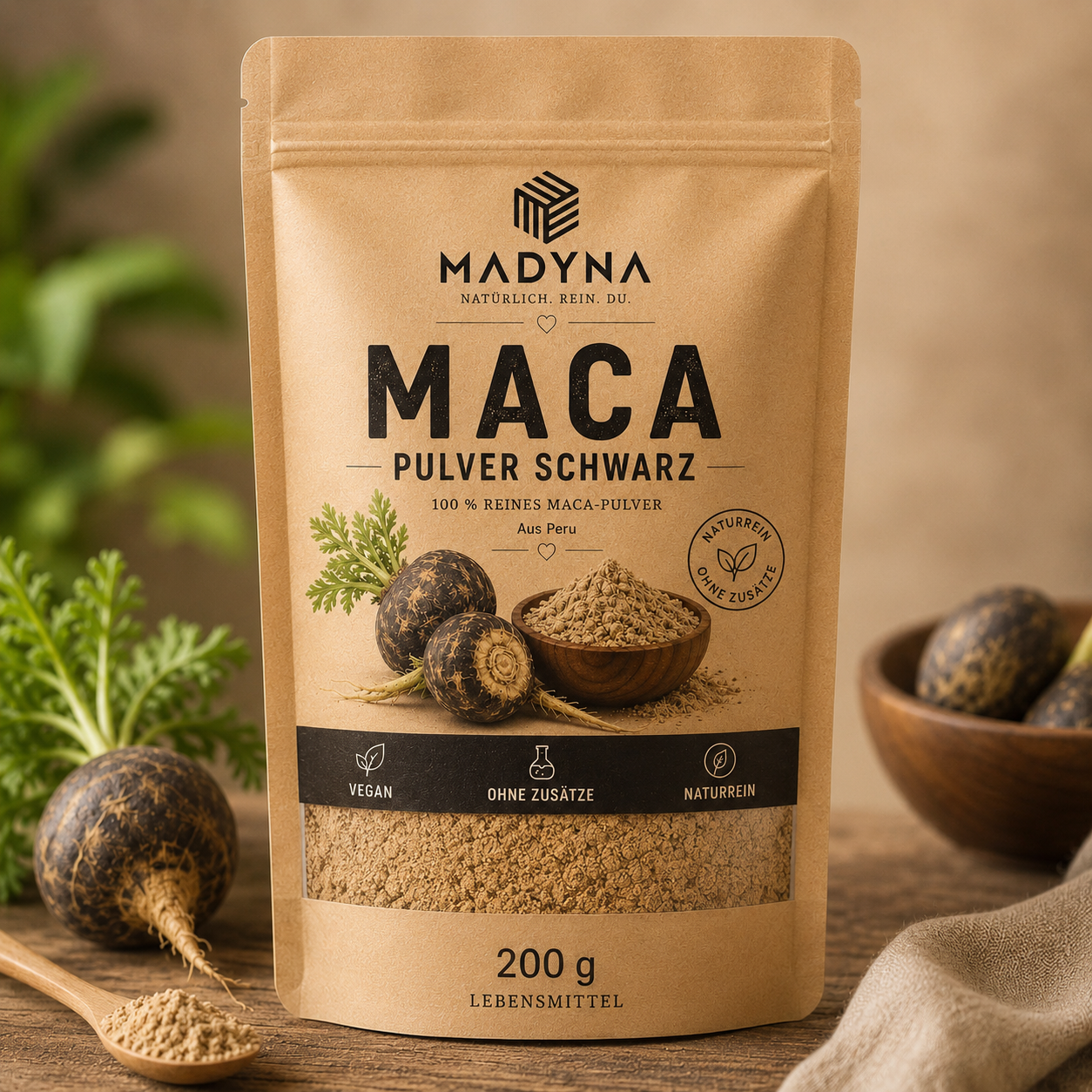 Maca Pulver Schwarz